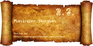 Maninger Herman névjegykártya